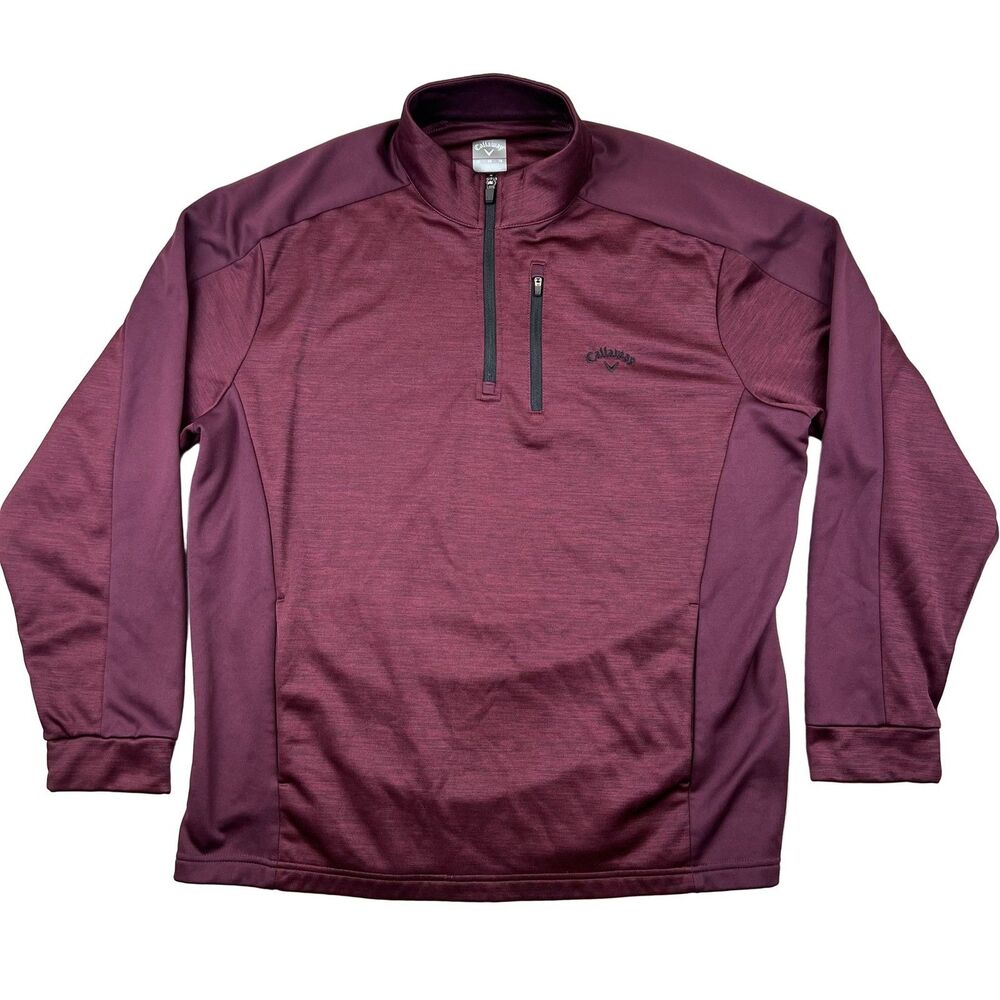 Callaway Quarter-Zip Pullover Men's XL Maroon Fleece Long Sleeve Pockets